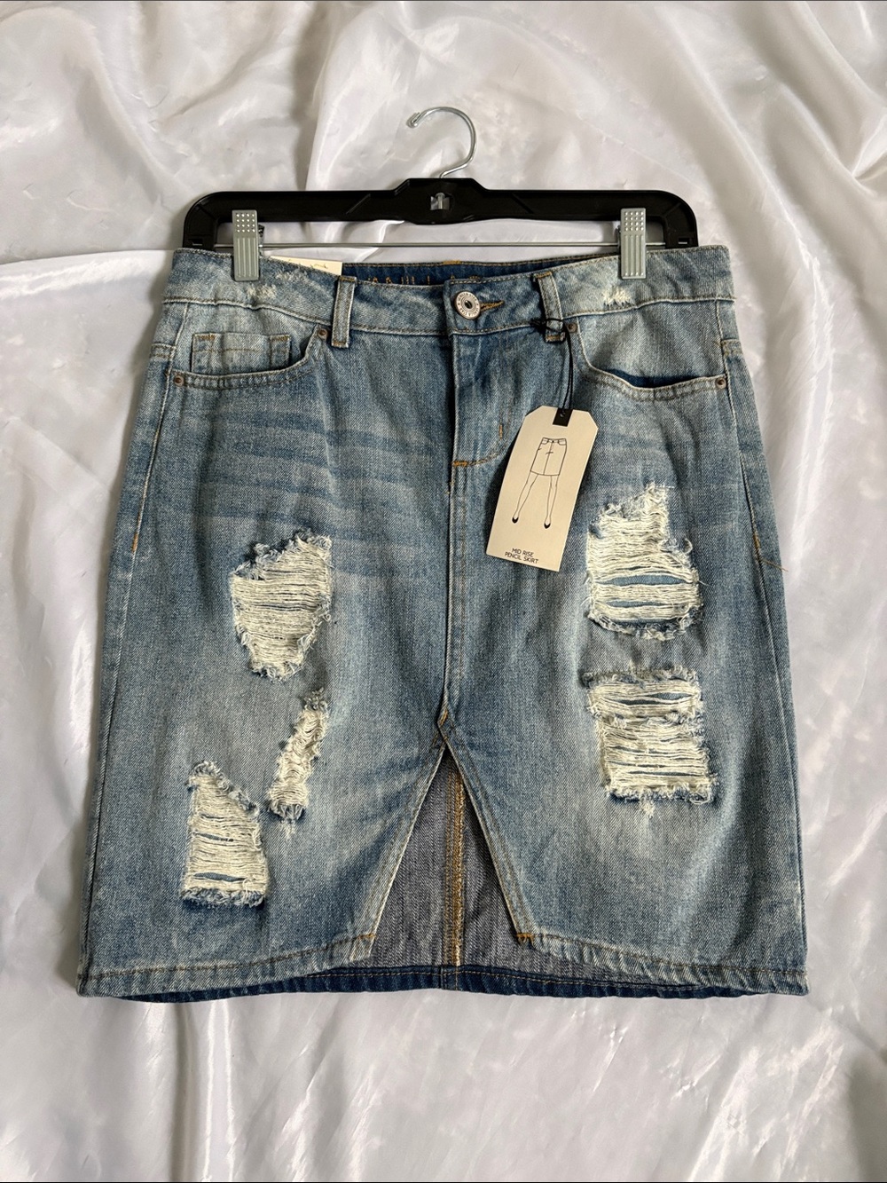 Vanilla Star Dark Blue Denim Skirt with Contrast Stitching